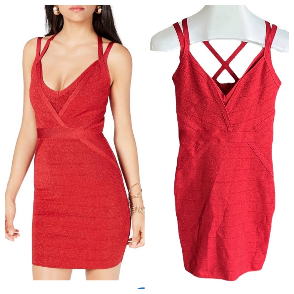 GUESS Women's Sleeveless Strappy Lurex Mirage Dress